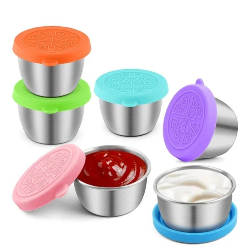 Sauce Dipping Cup - ชุดถ้วยซอสสแตนเลส 304 6 ชิ้น/ชุด ภาชนะใส่อาหาร ใช้ซ้ำได้