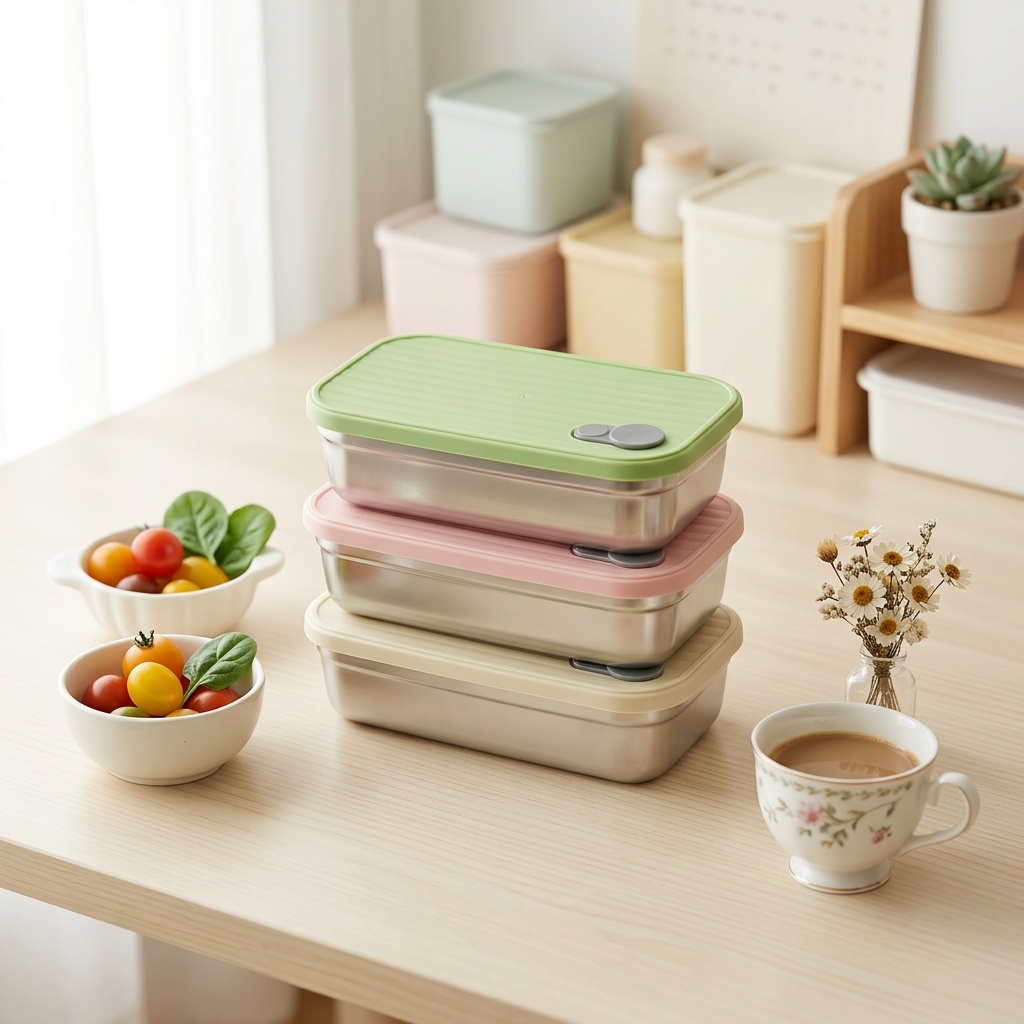Meal Preparation - กล่องอาหารกลางวันสแตนเลส กล่องอาหารโลหะ ใช้กับไมโครเวฟได้ ภาชนะเก็บอาหาร ซ้อนกันได้ ป้องกันการรั่วซึม