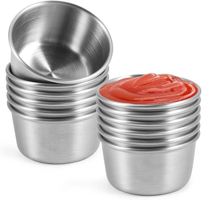 Sauce Dipping Cup - ถ้วยซอสสแตนเลสขนาดเล็ก ถ้วยจิ้มซอสแบบใช้ซ้ำได้ ภาชนะใส่เครื่องปรุงแบบซ้อนกันได้ ถ้วยใส่น้ำสลัด ซอสมะเขือเทศ สำหรับปิกนิก