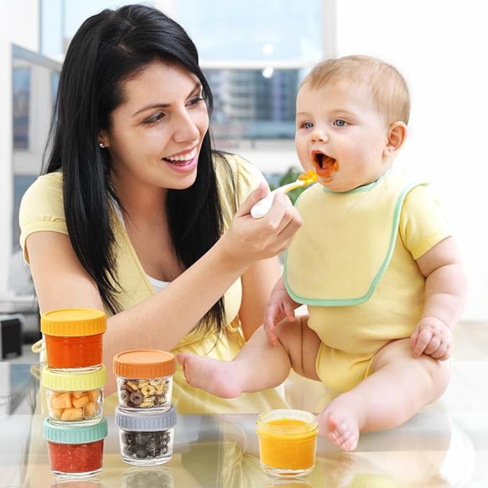 Sauce Dipping Cup - ขวดแก้วใส่อาหารเด็ก 6 ชิ้น ใช้ซ้ำได้ พร้อมสเกล ถ้วยใส่น้ำจิ้ม