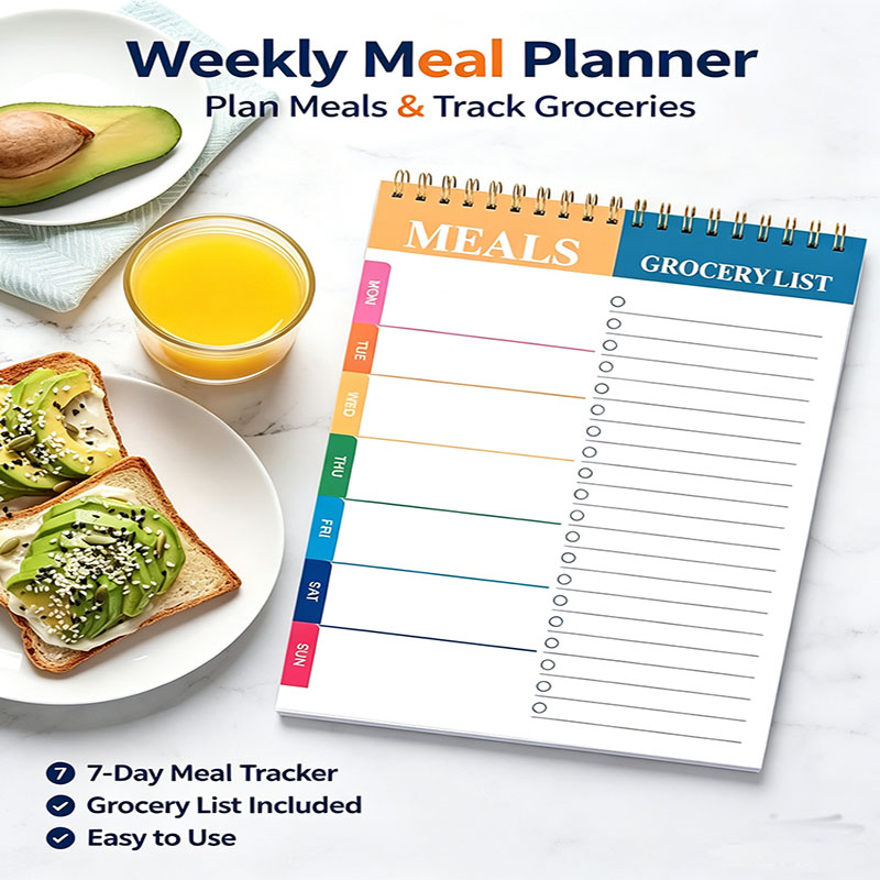 Food Prep Mat - สมุดบันทึกวางแผนอาหารรายสัปดาห์ ขนาด 5.6x8.5 นิ้ว, 50 หน้า