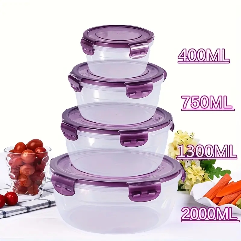 Meal Prep Box - ภาชนะเก็บอาหารพลาสติก 4 ชิ้น กล่องอาหารกลางวัน เหมาะสำหรับโรงอาหาร แคมป์ปิ้ง