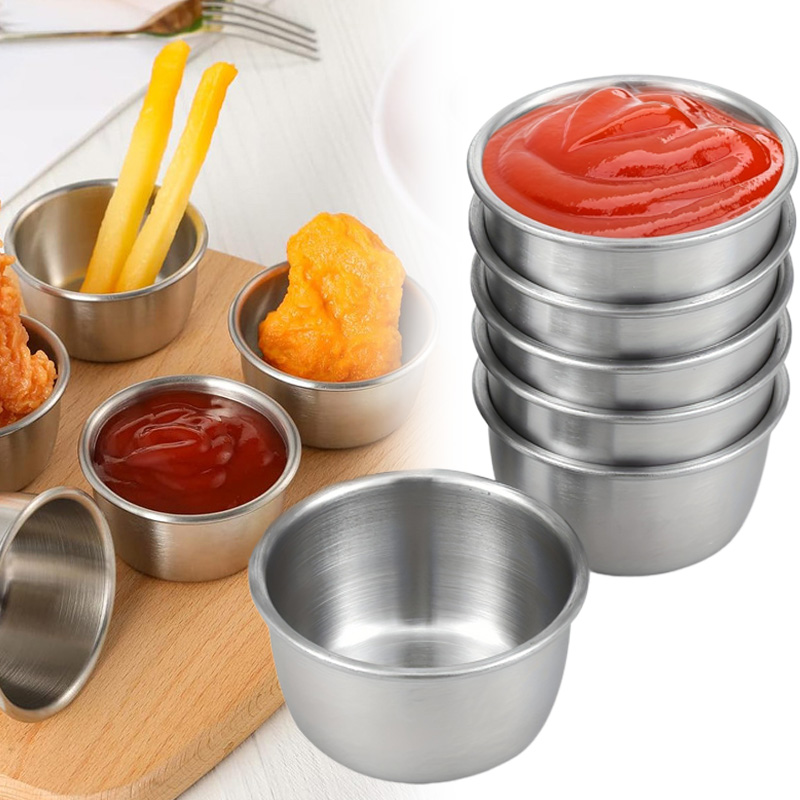 Sauce Dipping Cup - ชามจิ้มซอส 304 ถ้วยสแตนเลสรอบจานซอส MINI 6/12 Pcs