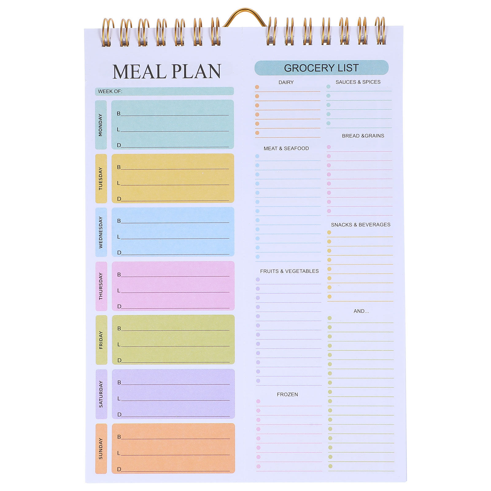 Meal Prep Grocery List - สมุดวางแผนเมนูรายสัปดาห์ A5 แบบสันเกลียว ไม่มีวันที่ 52 แผ่น