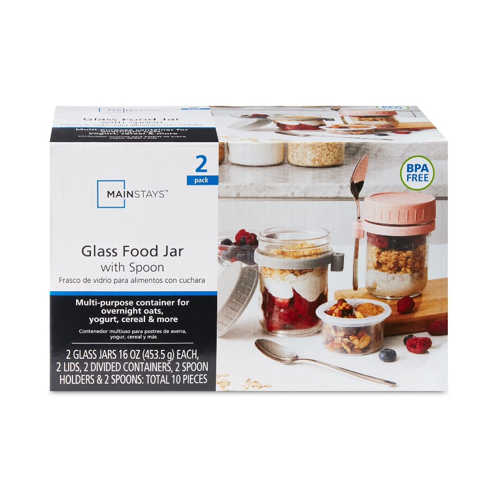 Meal Prep Glass - ขวดใส่อาหารและภาชนะใส่พาร์เฟต์แบบพกพาสำหรับโอ๊ตมีลข้ามคืน ออกแบบมาเพื่อช่วยในการเตรียมอาหารกลางวันสำหรับพกพา การเดินทางประจำวัน และโอ๊ตมีลข้ามคืน