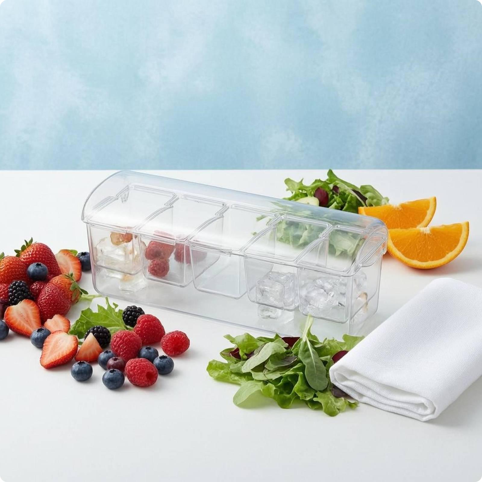 Meal Prep Box - กล่องเก็บสลัดสุญญากาศทรงสี่เหลี่ยมพร้อมห้าช่องสำหรับเตรียมอาหารในครัวและการเก็บรักษาในที่เย็น