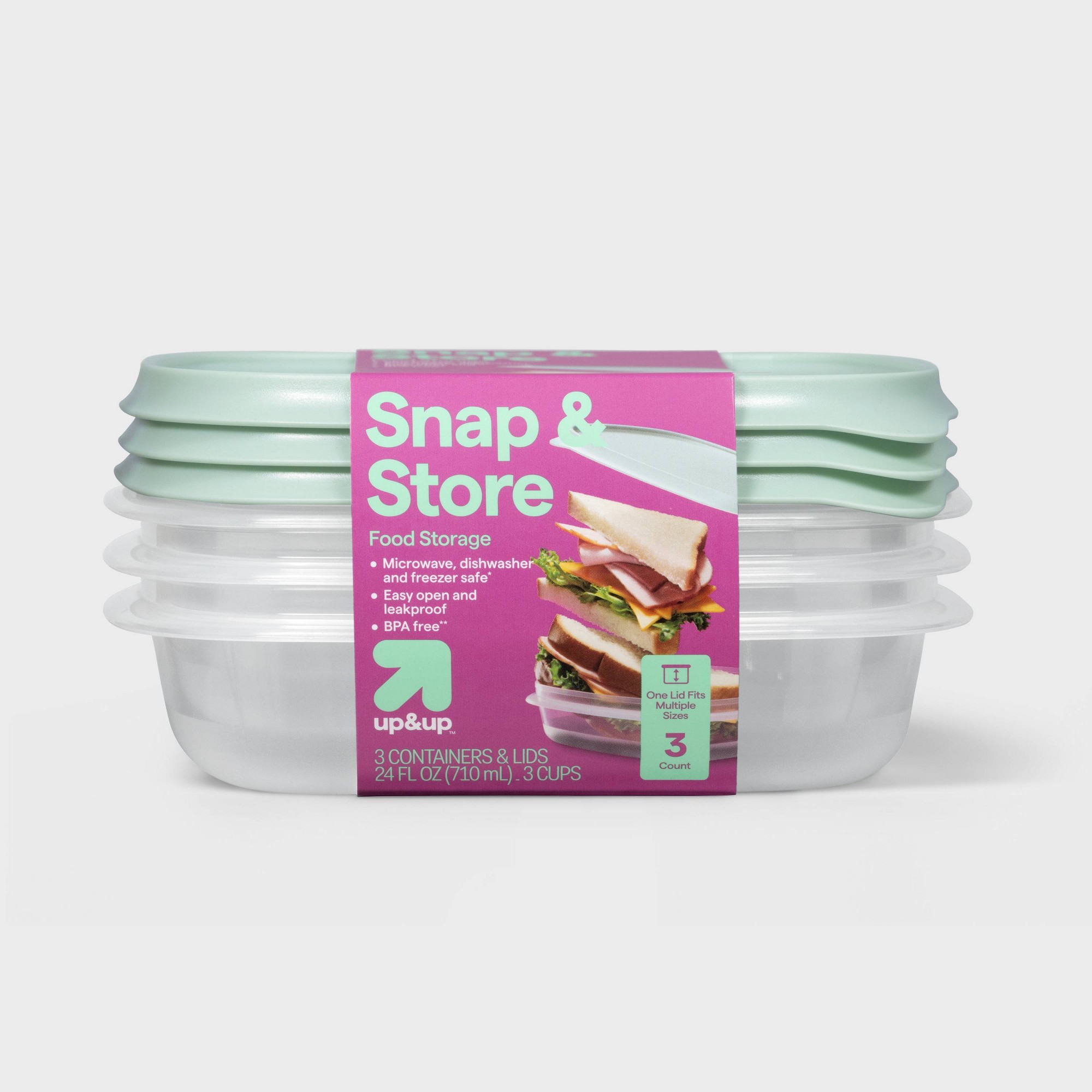 Meal Prep Box - กล่องเก็บอาหารทรงสี่เหลี่ยม 3 ชิ้น พร้อมฝาปิดแบบล็อค, กล่องใสสำหรับเตรียมอาหารที่นำกลับมาใช้ใหม่ได้สำหรับการจัดระเบียบในครัว