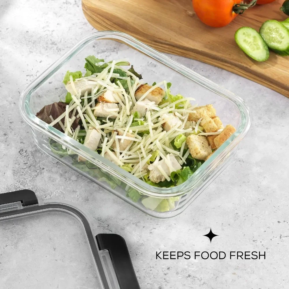 y ภาชนะเก็บอาหารแบบแก้วพร้อมฝา - Meal Prep Glass บทวิจารณ์และราคา