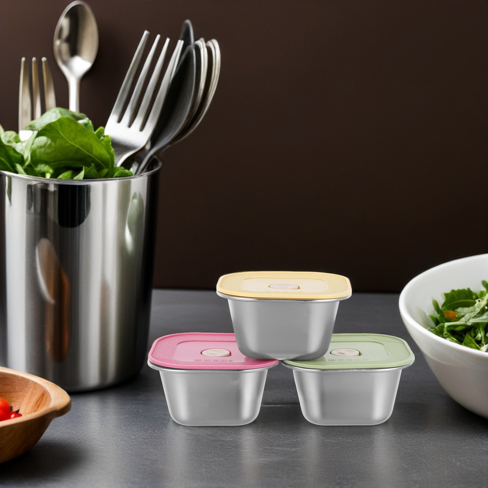 กล่องใส่อาหารสแตนเลส 3 ชิ้น ฝา - Meal Prep Box บทวิจารณ์และราคา