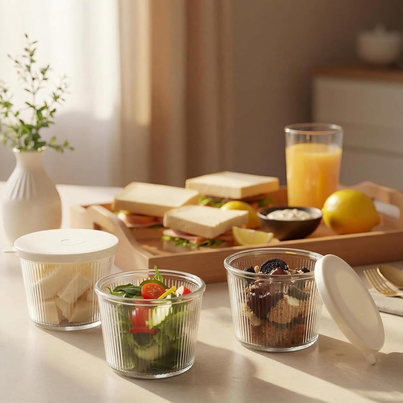 1/2 ชิ้น ชามแก้วขนาดเล็กพร้อมฝ - Sauce Dipping Cup บทวิจารณ์และราคา