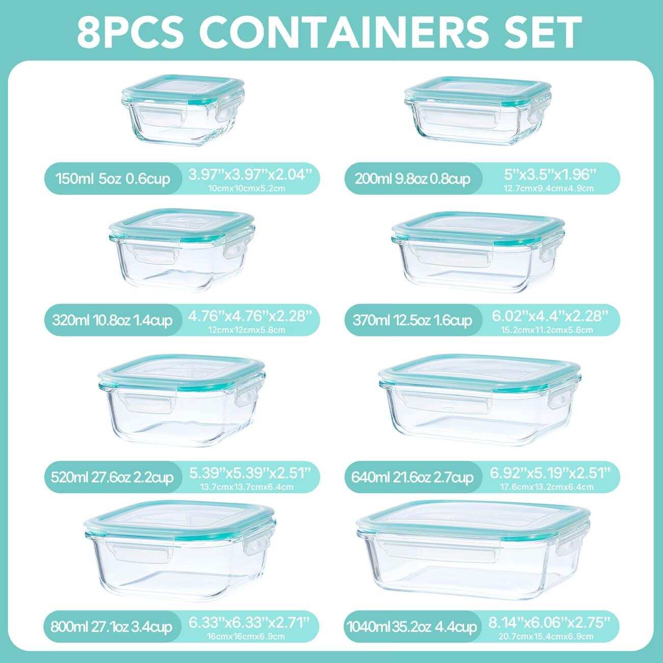 ชุดภาชนะเก็บอาหารแก้วปิดผนึก 1 - Meal Prep Glass บทวิจารณ์และราคา